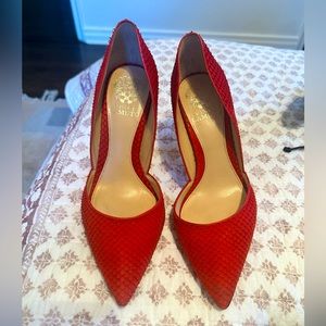 Vince Camuto red suede heels, size 7.5, 3” heel